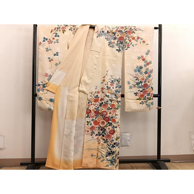 平和屋着物○本加賀友禅作家 押田正義 振袖 菊花文 暈し染め 金彩 正絹