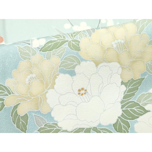 平和屋着物▽訪問着　単衣　刺繍　扇面草花文　正絹　逸品　CAAQ0018vf
