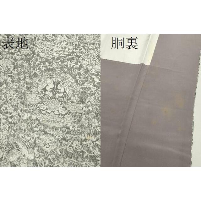 平和屋着物○上質なお召 天目織 向い鳥草花文 正絹 逸品 CAAR6513ze