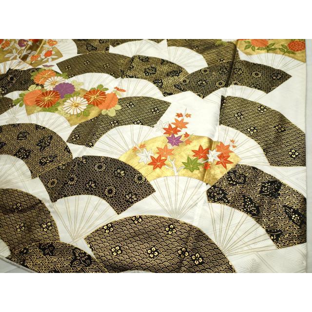 平和屋着物○豪華振袖 駒刺繍 扇面吉祥草花文 金彩 正絹 逸品 CAAS7558yc