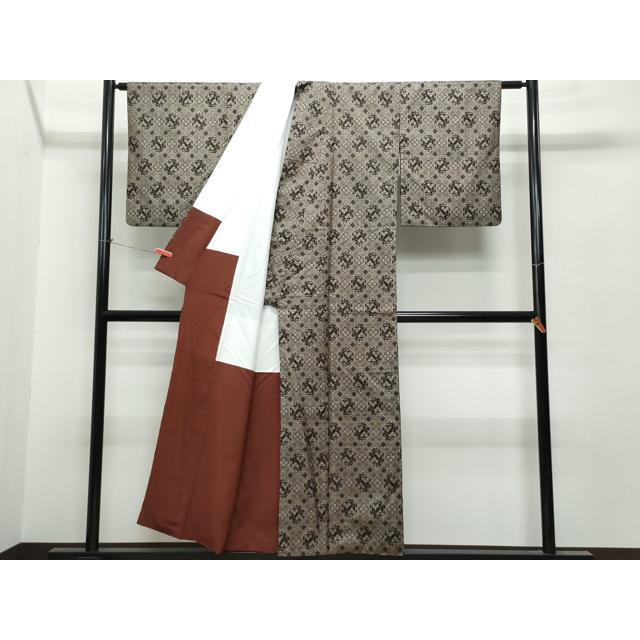 平和屋着物○本場大島紬 割り込み絣 吉祥花文 正絹 逸品 CAAS8746vf 着物