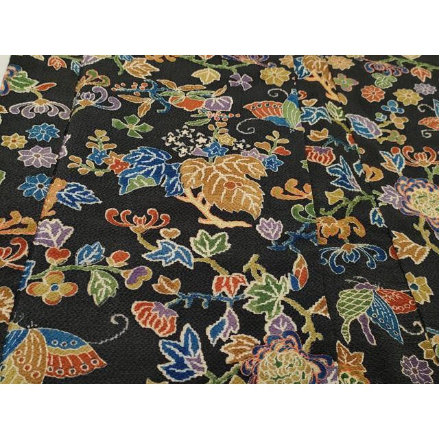 平和屋着物＃羽織 型染め 花蝶文 鬼しぼ縮緬 正絹 逸品 CAAT5655id