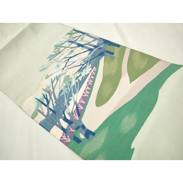 平和屋着物●爪掻き本綴れ　八寸名古屋帯　作家物　枝葉文　金銀糸　正絹　逸品　CAAT8091hy 平和屋着物○爪掻き本綴れ 八寸名古屋帯 作家物 枝葉文 金銀糸 正絹