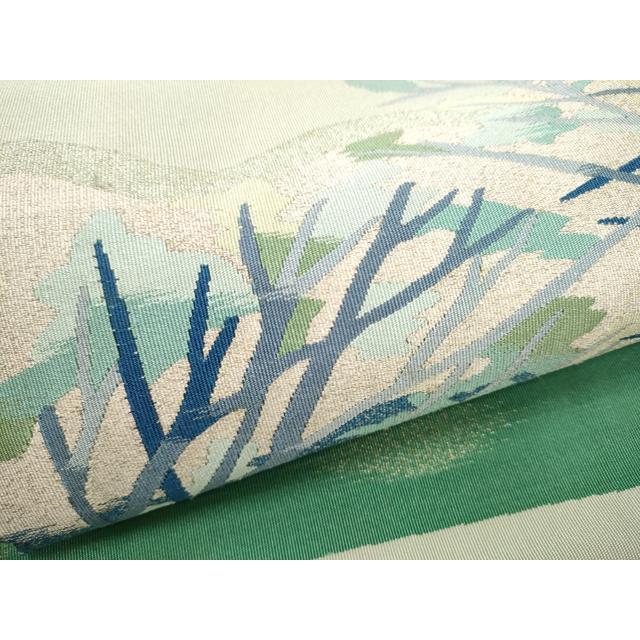 平和屋着物●爪掻き本綴れ　八寸名古屋帯　作家物　枝葉文　金銀糸　正絹　逸品　CAAT8091hy 平和屋着物○爪掻き本綴れ 八寸名古屋帯 作家物 枝葉文 金銀糸 正絹