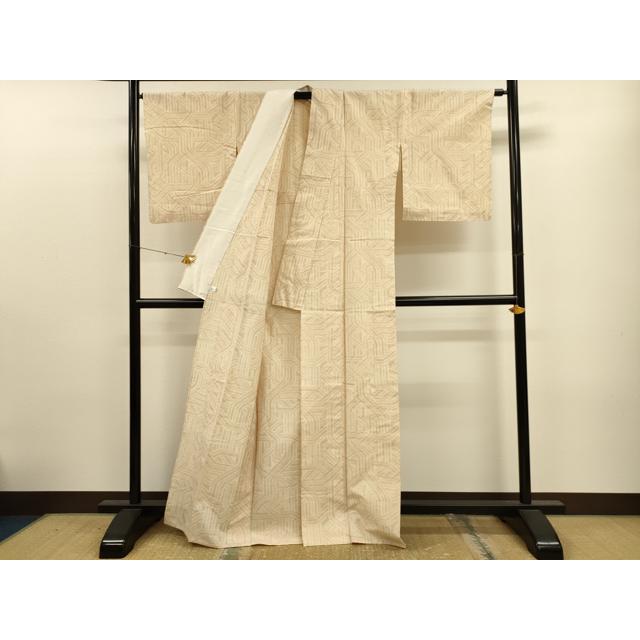 平和屋着物▽結城紬　単衣　吉祥文　鈴乃屋扱い　証紙付き　正絹　逸品　CAAT9396dy 平和屋着物▽結城紬 単衣 吉祥文 鈴乃屋扱い 証紙付き 正絹 逸品