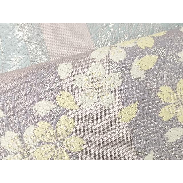 平和屋着物○六通柄袋帯 唐織 舞桜文 銀糸 健勝苑扱い 正絹