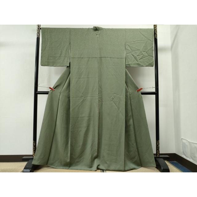 平和屋着物●上質な色無地　松葉色　正絹　逸品　未使用　CAAU1756yc