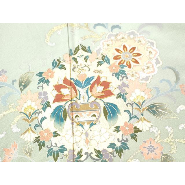 平和屋着物●訪問着　作家物　駒刺繍　正倉院花唐草文　暈し染め　金銀彩　正絹　逸品　CAAU1772yc
