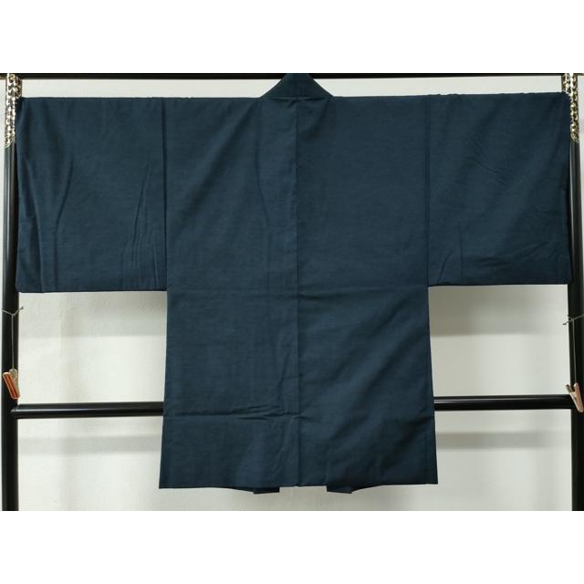 平和屋着物○男性 紬 アンサンブル・長襦袢セット 色無地 留紺色