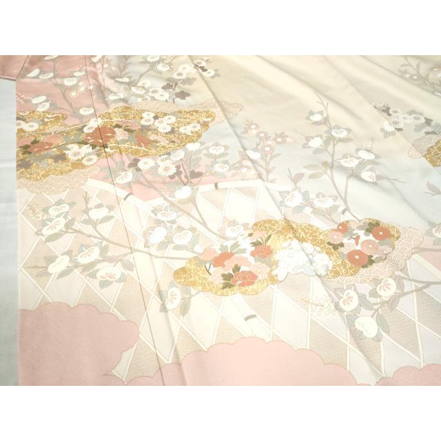 平和屋着物○訪問着 雲取り籬草花文 暈し染め 金彩 正絹 逸品 CAAU3170yc