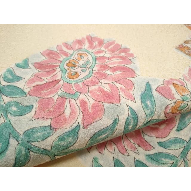 平和屋着物○九寸名古屋帯 作家物 髭紬 手描き 草花文 正絹