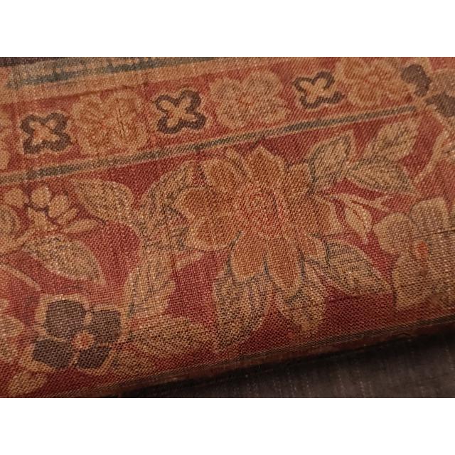 平和屋着物▽訪問着　単衣　紬地　横段草花文　正絹　逸品　CAAV3760dy 平和屋着物▽訪問着 単衣 紬地 型染め 横段花文 正絹 逸品 未使用