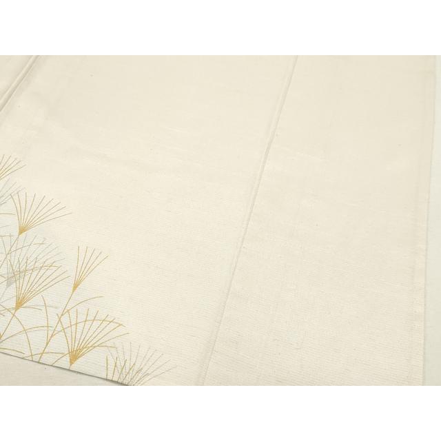 平和屋着物▽訪問着 単衣 紬地 刺繍 草花文 金銀彩 正絹 逸品