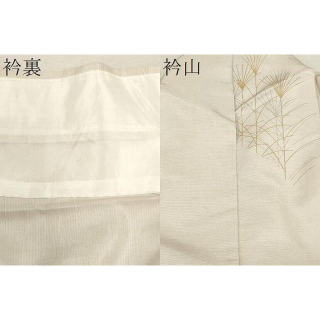 平和屋着物▽訪問着　単衣　紬地　刺繍　草花文　金銀彩　正絹　逸品　CAAV3792dy 平和屋着物▽訪問着 単衣 紬地 刺繍 草花文 金銀彩 正絹 逸品