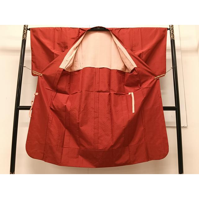平和屋着物∞道行コート 単衣 紬地 格子吉祥文 ロング丈 正絹 逸品 