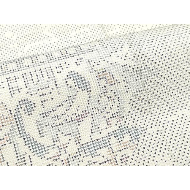 平和屋着物●本場大島紬　カタス9マルキ　間道　正絹　逸品　AABF8128ph 平和屋着物○本場大島紬 白大島 9マルキ エジプト壁画文様 正絹 逸品