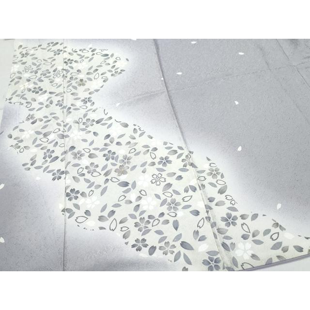 平和屋着物●訪問着　湯谷文雄　刺繍　舞桜　暈し染め　金糸　正絹　逸品　CAAV6778vf 平和屋着物○訪問着 湯谷文雄 刺繍 舞桜 暈し染め 金糸 正絹