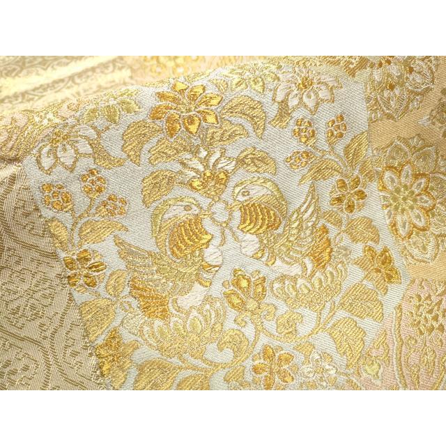 平和屋着物○つけ帯 唐織 草花文 金糸 正絹 逸品 CABA4996hy