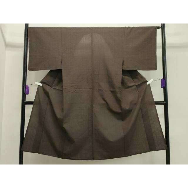 平和屋着物▽男性　紬　単衣　格子柄　正絹　逸品　CAAV8971gh_1