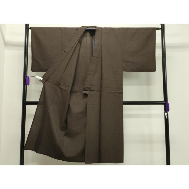 平和屋着物▽男性　紬　単衣　格子柄　正絹　逸品　CAAV8971gh_2