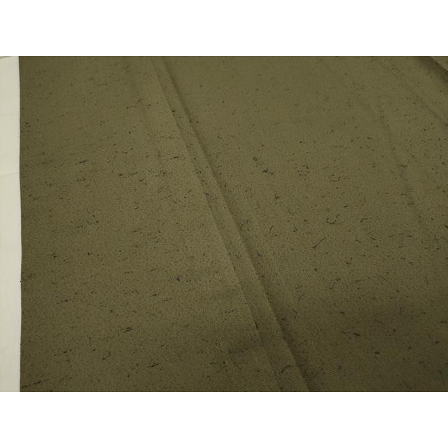 平和屋着物▽男性　髭紬　単衣　黄海松茶色　正絹　逸品　CAAV8975gh_3
