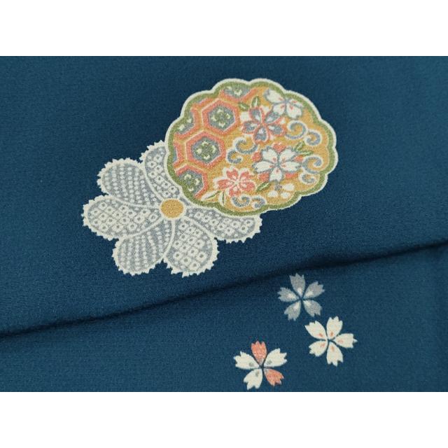 平和屋着物○ファッションデザイナー 花井幸子 訪問着 紬地 草花文