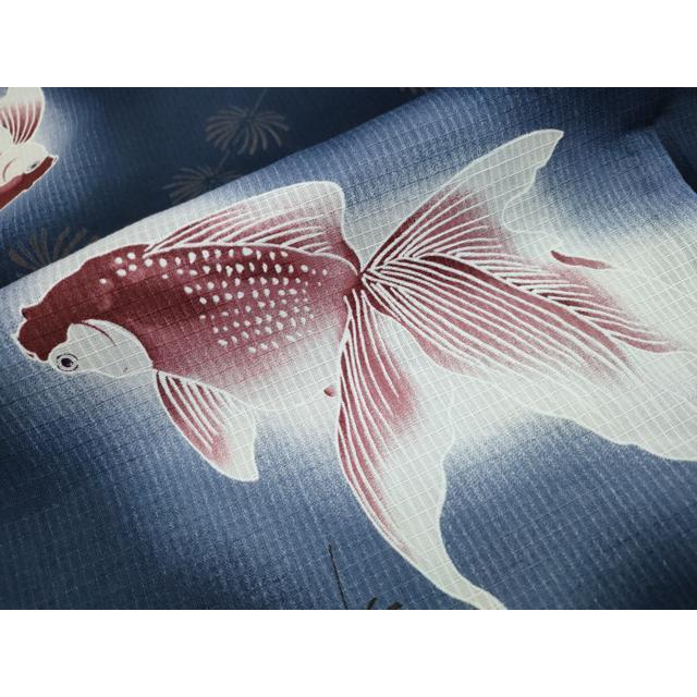 平和屋着物∴夏物　浴衣・小紋兼用　綿絽　金魚　渦巻文様　綿　逸品　CAAY4643ng 平和屋着物∴夏物 浴衣 綿紅梅 金魚 暈し染め 綿 逸品 未使用
