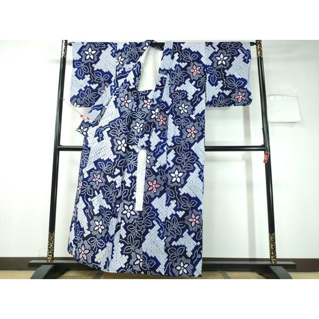 平和屋着物∴夏物　浴衣　有松鳴海絞り　枝花文　綿　逸品　未使用　CAAW1075ng_1