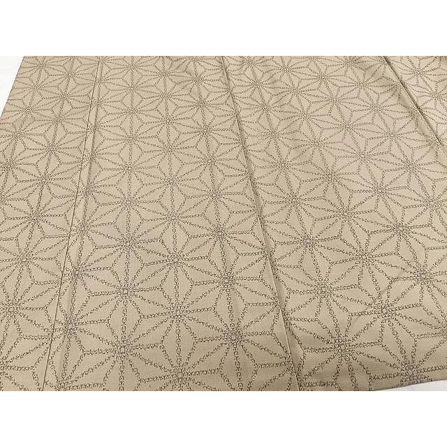 平和屋着物▽上質な紬 単衣 麻の葉文 正絹 逸品 CAAW1397xi