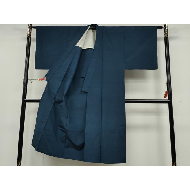 平和屋着物▽男性　紬　単衣　青藍色　正絹　逸品　CAAW2818ut_2