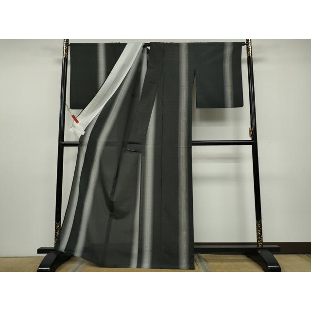 平和屋着物＊夏物 訪問着 紗 刺繍 笹間道 黒地 金彩 正絹 逸品 CAAW2948ut