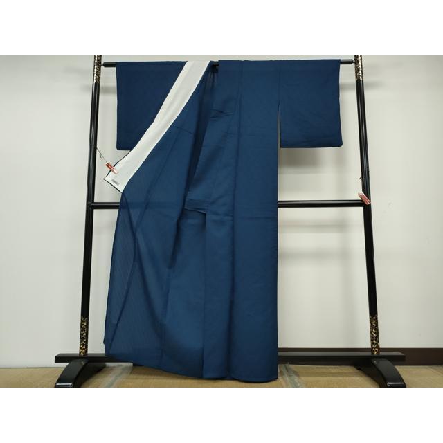 平和屋着物＊夏物　色無地　吉祥紋紗　紺瑠璃色　洗える着物　CAAW3074ut 平和屋着物＊夏物 色無地 吉祥紋紗 紺瑠璃色 洗える着物 CAAW3074ut