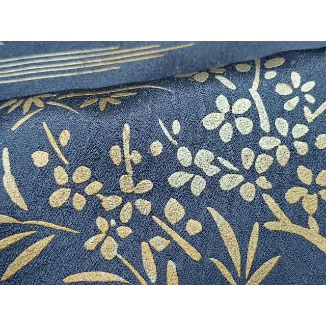 小紋 身丈155cm 裄丈66cm M 単衣 花うさぎ 縦縞 小豆色 正絹 美