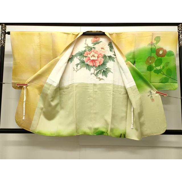 平和屋着物∞巨匠 前田華清 手描き 道行コート 椿 暈し染め 正絹 逸品
