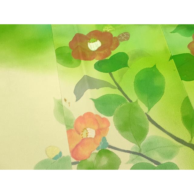 平和屋着物●極上　訪問着　手描き　草花文　暈し染め　灰汁色地　逸品　未使用　CZAA5350s6 平和屋着物○極上 振袖 友禅 作家物 草花文 暈し染め 紺藍色地 逸品