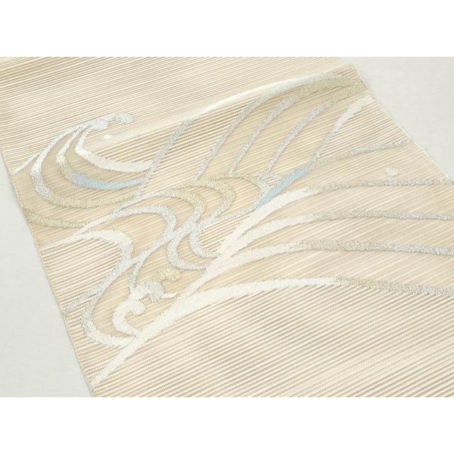 平和屋着物＊夏物　八寸名古屋帯　絽綴れ　立波文　金銀糸　正絹　逸品　CAAW5466fb
