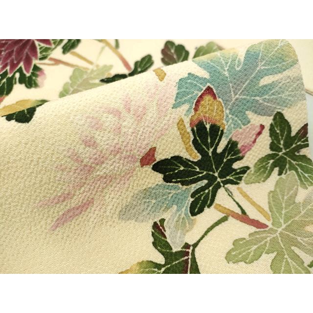 平和屋着物○九寸名古屋帯 型染め 枝菊 金彩 鬼しぼ縮緬