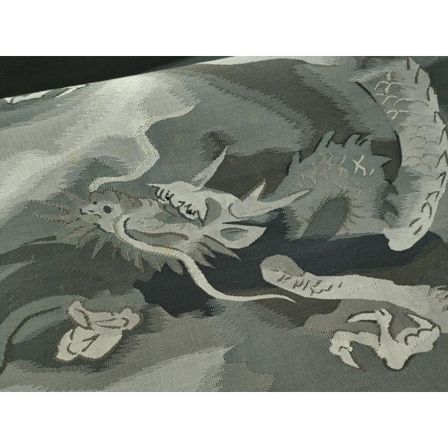 平和屋着物○太鼓柄袋帯 綴れ 雲龍 黒地 正絹 逸品 未使用 CAAW5983vp 平和