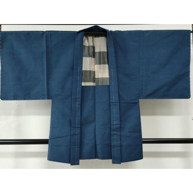 平和屋着物●男性　紬　アンサンブル　色無地　濃紺地　正絹　逸品　CABE2602yc 平和屋着物○男性 紬 アンサンブル 色無地 藍色 正絹 逸品 未使用