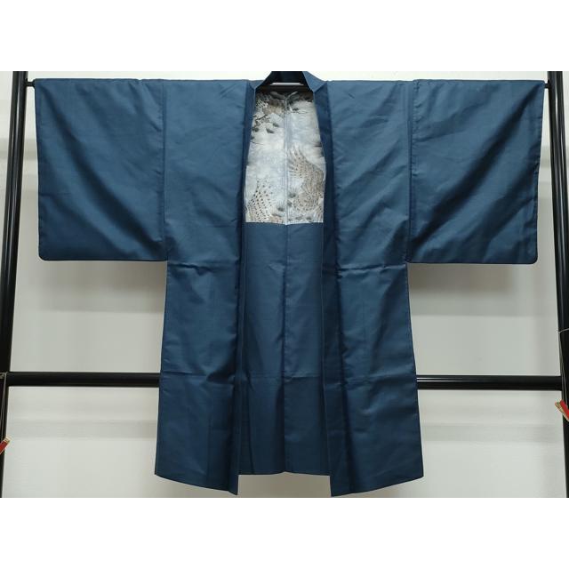 平和屋着物○男性 紬 青藍色 正絹 逸品 DABB4158ps 平和屋着物○男性