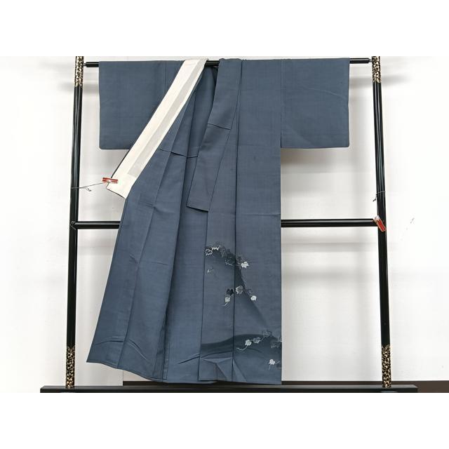 平和屋着物▽豪華色留袖　単衣　紬地　総刺繍　葡萄蔦の葉文　正絹　逸品　CAAX2460xi 平和屋着物▽豪華色留袖 単衣 紬地 総刺繍 葡萄蔦の葉文 正絹 逸品