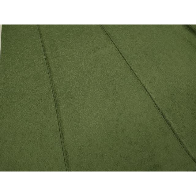 平和屋着物○上質な色無地 舞花地紋 松葉色 正絹 逸品 CAAX4510ut 着物