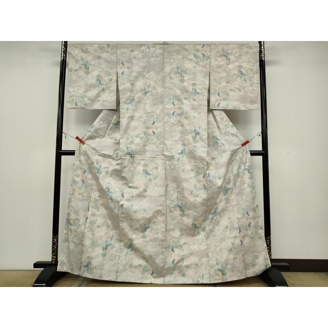 平和屋着物●本場大島紬　白大島　9マルキ　休み鳥蔦の葉花文　正絹　逸品　CAAX4603ut 平和屋着物○本場大島紬 白大島 9マルキ 休み鳥蔦の葉花