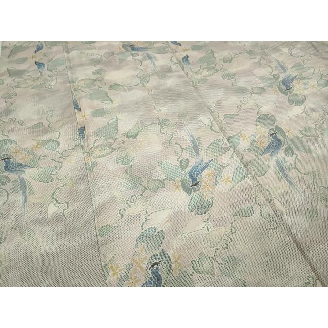 平和屋着物●本場大島紬　白大島　9マルキ　休み鳥蔦の葉花文　正絹　逸品　CAAX4603ut 平和屋着物○本場大島紬 白大島 9マルキ 休み鳥蔦の葉花