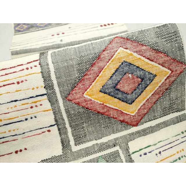 平和屋着物●本場結城紬　八寸名古屋帯　一重帯　菱吉祥文　証紙付き　正絹　逸品　CAAX7251hy 平和屋着物○本場結城紬 八寸名古屋帯 一重帯 菱吉祥文 証紙