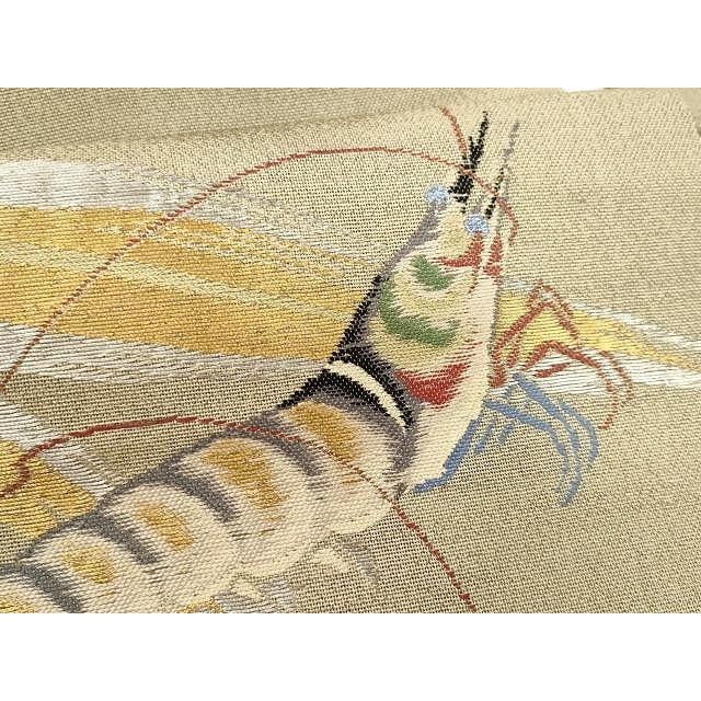 平和屋着物○アンティーク 大正ロマン 九寸名古屋帯 海老 金銀糸 正絹 逸品