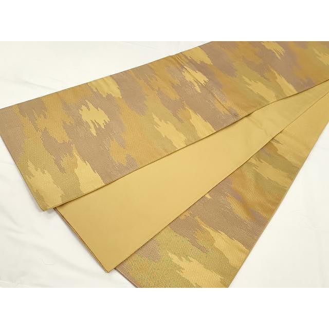 【美品　長尺】袋帯　西陣織　霞　六通　帯丈460cm 帯幅31cm 平和屋着物○西陣 京藝 六通柄袋帯 七條織成裂 霞文 秘藝伝承 金糸