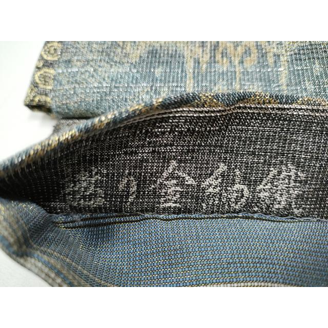 平和屋着物●ワンタッチつけ帯　撚り金紬　草花文　金糸　正絹　逸品　CAAY2656hy 平和屋着物○ワンタッチつけ帯 撚り金紬 草花文 金糸 正絹 逸品