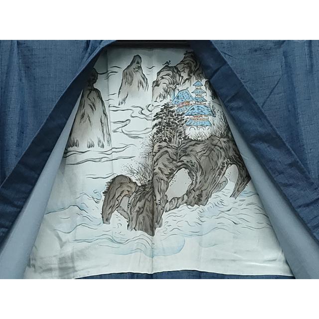 平和屋着物○男性 紬 アンサンブル 霞文 キングサイズ 正絹 逸品