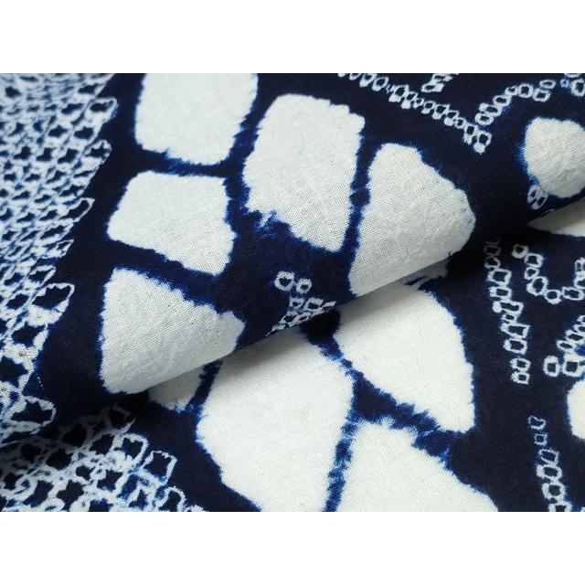 平和屋着物∴夏物 浴衣 有松鳴海絞り 亀甲吉祥文 綿 逸品 未使用